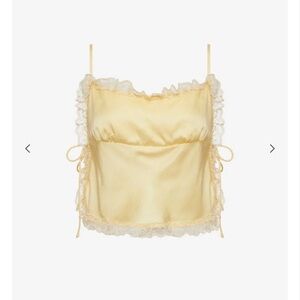 Rumored Yellow Lace Trim Tank Top
